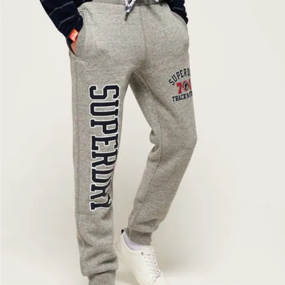 Superdry Charcoal Joggers with Logo - Picture 1 of 2